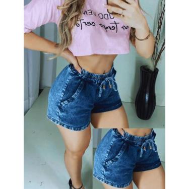 Imagem de Short Feminino Jeans Elastico Blogueira Cintura Alta - Isana Jeans, Ma