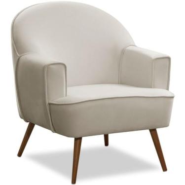 Imagem de Poltrona para Sala Decorativa Pés Palito Pérola - Konfort, Veludo Bege