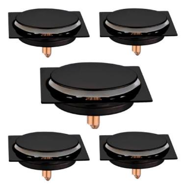 Imagem de Kit C/5 Ralo Inox Para Piso Click 10x10 Cm Preto Fosco - MONTELAR, Tam