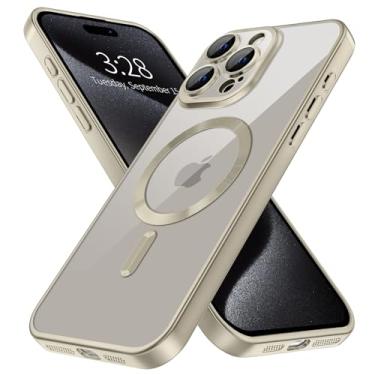 Imagem de Hython Capa magnética transparente para iPhone 15 Pro Max com protetor de lente de câmera [compatível com MagSafe] Capa protetora fina de TPU macio para iPhone 15 Pro Max de 6,7 polegadas, cinza fosco
