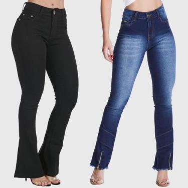 Imagem de Kit 2 Calças HNO Jeans Petit Flare Azul, 48