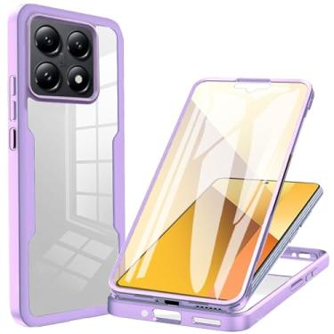 Imagem de Ephoou Capa com tudo incluído de 360° para Xiaomi 14 T, [protetor de tela embutido] Capa de telefone transparente de camada dupla à prova de choque à prova de poeira para Xiaomi 14T QB-roxa