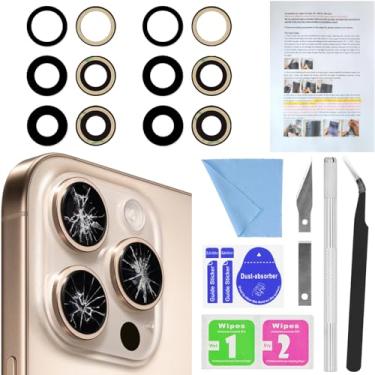 Imagem de 2 peças de reposição para lente traseira da câmera ASDAWN para iPhone 16 Pro Max e 16 Pro, lente de vidro de substituição com adesivo pré-instalado + kit de ferramentas de reparo + manual de