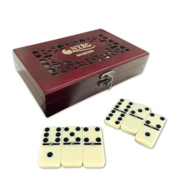 Imagem de NYBC - Dominó de Madeira Profissional Maleta Luxo 28 Peças Caixa de Madeira