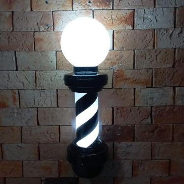 Imagem de Barber Pole Poste Barbeiro Todo Preto 65cm com Globo Bivolt - Megan
