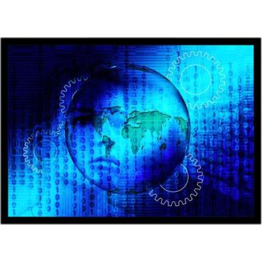 Imagem de Quadro Decorativo Mapa-Múndi Artístico Digital Informática Sala Escrit