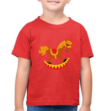 Imagem de Camiseta Algodão Infantil Cavalo Balanço - Foca na Moda, Vermelho, 12