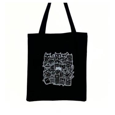 Imagem de Bolsa Ecobag  100% algodão Black Estampa GATOS - CARIOCA MAIS