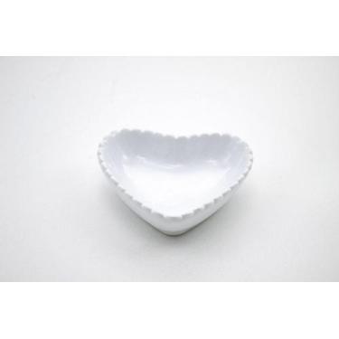Imagem de Mini Travessa Coração Branco Cerâmica 7 cm - Amém Decoração Religiosa