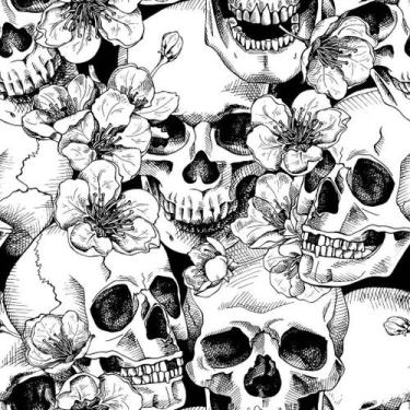 Imagem de Papel de Parede Decorativo Temático Caveiras Preto 3,0m - DEKAL DECOR