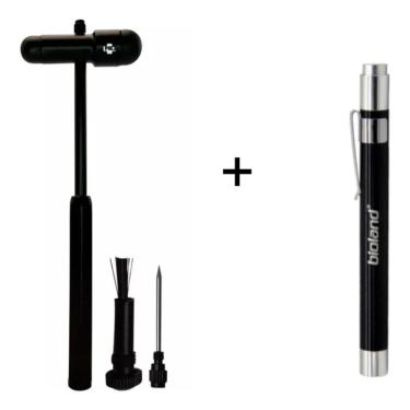 Imagem de Kit Martelo De Reflexo Buck Black Edition + Lanterna Clínica/Médica LED Preta