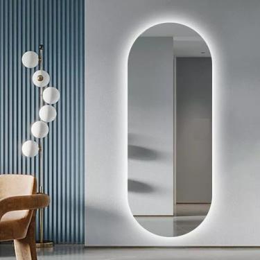 Imagem de Espelho Lapidado Oval Iluminado com led frio - 50x120cm - Woodglass