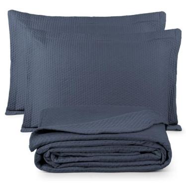 Imagem de Colcha Cobre Leito King 3 Peças Dupla Face Siena Matelado - Linda Casa