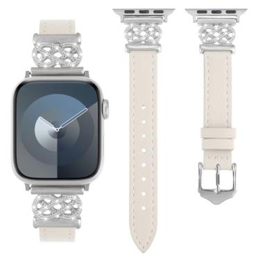 Imagem de WONFAITH Pulseira de couro compatível com Apple Watch Ultra SE séries 10, 9, 8, 7, 6, 5, 4, 3, 2 e 1 de 38 mm, 40 mm, 41 mm, 42 mm, 44 mm, 45 mm, 46 mm, 4, 3, 2 e 1