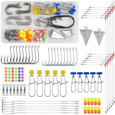 Imagem de Equipamento de pesca de surfe de água salgada, equipamento de localizador de peixes, inclui pirâmide de chumbadas, cabo de pesca, ganchos circulares para pesca em água salgada