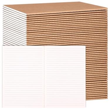 Imagem de LABUK Pacote com 48 cadernos Kraft, tamanho A5, 21 x 13 cm, cadernos pautados universitários (30 folhas/60 páginas)