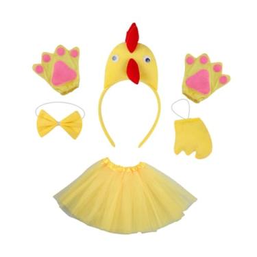 Imagem de Vaveren Fantasia de frango fantasia de animal de fazenda para cosplay de férias adereços meninas crianças, Amarelo