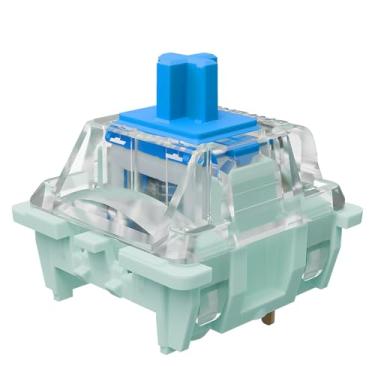 Imagem de Interruptores de teclado azuis Gateron Jade Series 3.0, mola clicky de 3 pinos 60gf de dois estágios, interruptores pré-lubrificados, para teclados mecânicos MX Gaming (azul, 90 peças)