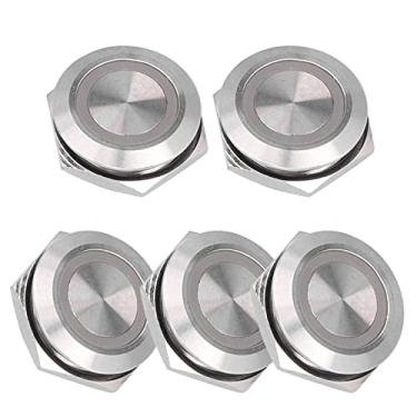 Imagem de Interruptor de Botão Momentâneo, Reinicialização Automática de Aço Inoxidável à Prova D'água Com LED 19mm, para Carros, Caminhões, Navios, Campainhas (CC3~6V Verde)