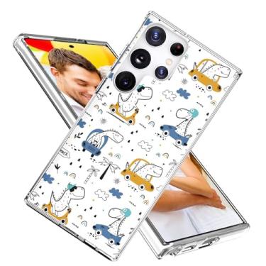 Imagem de ARTIOSIT Capa para Galaxy S23 Ultra, capa para Samsung S23 Ultra para meninas e homens, capa protetora fina e macia de TPU transparente com design para S23 Ultra, desenho fofo animal dinossauro