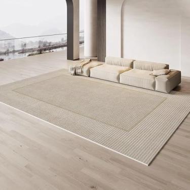 Imagem de Listrado Creme Carpete Bege Marrom Decoração de Sala de Estar Tapetes Luxo Minimalista Tapetes Fácil de Limpar Conforto Tapetes de Quarto, YHT142, L, 200X200CM