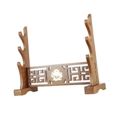 Imagem de menolana Suporte de espada samurai, rack de espada horizontal, armazenamento de espada japonesa, madeira sólida para sabre de luz, wakizashi, escritório, dojo, 3 Níveis