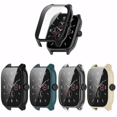 Imagem de Qaerre [Pacote com 4 capas protetoras de tela compatível com relógio inteligente Amazfit GTS4, capa ultrafina resistente a arranhões com vidro temperado para mulheres e homens