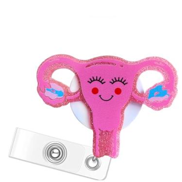 Imagem de Carretel de crachá de ovário de útero engraçado - Carretel de crachá de parto e parto retrátil L&D com clipe jacaré presente para enfermagem pós-parto, enfermeira, parteira, ginecologista, enfermeira,