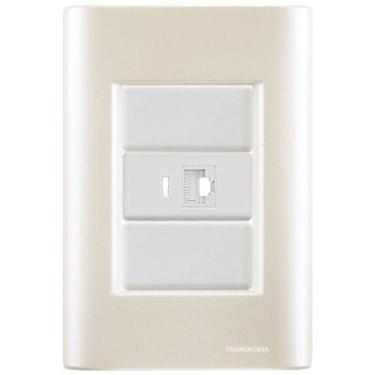 Imagem de Cj Tomada Rj45 Rj 45 Ethernet Giz Pérola Tramontina Completo Pronto Tr