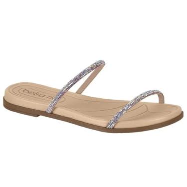 Imagem de Rasteira Beira Rio Flatform Tira Strass Feminina - Azul e Rosa