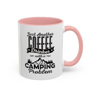 Imagem de Caneca de café engraçada para acampamento, apenas mais um bebedor de café com um problema de acampamento, presente ao ar livre, caneca de viagem, copo de amante de aventura