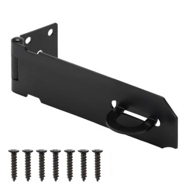 Imagem de Trava de ferrolho de trava de porta de 12 cm, fecho de segurança para fecho, ferrolho de aço inoxidável para portão de cerca ao ar livre, porta de celeiro, armário de galpão, gaveta, acabamento preto