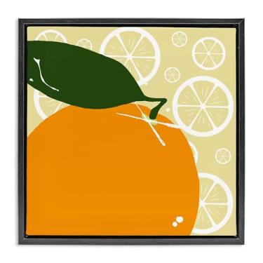 Imagem de Stupell Industries Design de arte de parede em tela emoldurada de frutas laranja brilhante com flutuador preto por Daniela Santiago, 45,7 x 45,7 cm