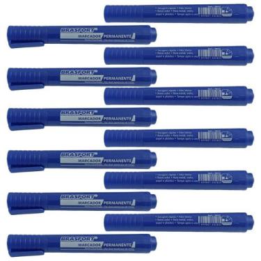 Imagem de Kit Marcador de Peças Tipo Caneta 5.0mm Azul 12 Unidades - BRASFORT