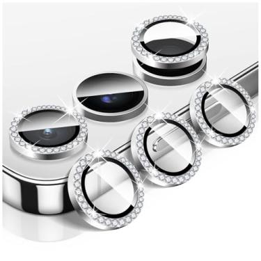 Imagem de LucBuy Protetor de lente de câmera Diamond para Samsung Galaxy A25, protetor de tela traseira de vidro temperado brilhante, anéis de proteção de metal de alumínio individuais, adesivos de filme