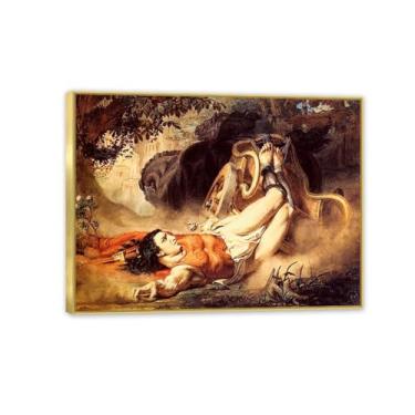 Imagem de MOBYAT Moldura dourada A Morte de Hipólito por Lawrence Alma Tadema Impressões, reprodução de pintura a óleo, impressão giclée em tela, arte de parede pronta para pendurar para decoração de quarto de