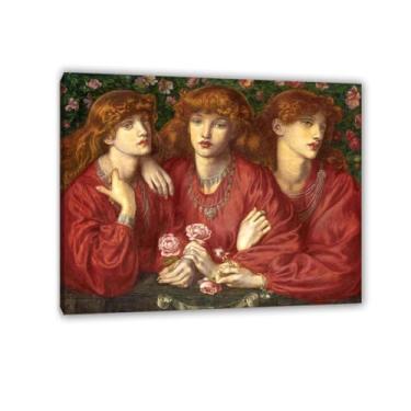 Imagem de Impressão em tela clássica arte de parede, um retrato triplo de May Morris, reprodução de pinturas a óleo abstratas famosas imagem de arte emoldurada para decoração de casa emoldurada 70 x 90 cm (28 x