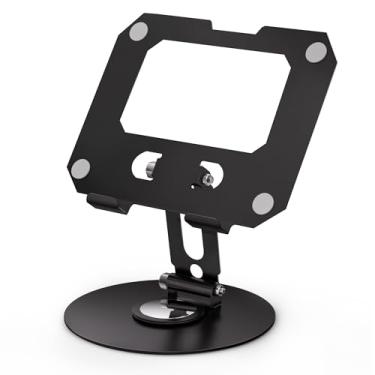 Imagem de jumper Suporte para tablet com base giratória de 360° e ajuste de altura, suporte resistente e dobrável para tablets, e-readers e smartphones, design compacto (preto)