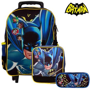 Imagem de Mochila Infantil Rodinha Batman Liga da Justiça Aula Toys 2U