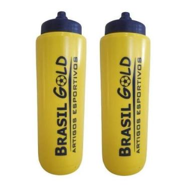Imagem de 2 Squeeze Garrafa Futebol 1 Litro Garrafinha - Finta, Amarelo
