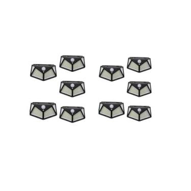 Imagem de  KIT 10 Luminária Energia Solar Parede Led Sensor Presença 3 Funções  