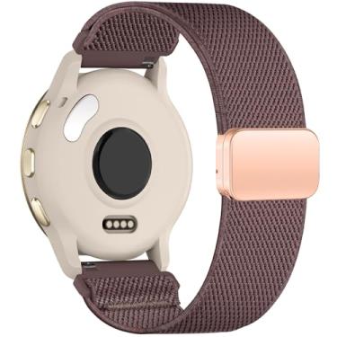 Imagem de Oanux Pulseira de nylon elástica magnética de 22 mm compatível com Garmin Vivoactive 4/Venu 3/Venu 3, pulseira esportiva elástica de alça solo para Forerunner 265/255/255 Music feminino e masculino
