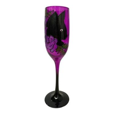 Imagem de Taça Pomba Gira Roxa Gato Perfil Maria Mulambo Cristal 150ml - Lua Mís