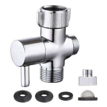 Imagem de Adaptador T bidê de latão com válvula de fechamento, válvula T de metal para bidê 7/8" X 7/8" X 1/2" ou 3/8", acessório de bidê para vaso sanitário
