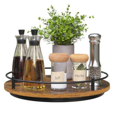 Imagem de KOKSTOP Organizador Lazy Susan: Suporte Giratório de Madeira Preta de 11" para Despensa e Mesa de Jantar, Porta-Tempero Redondo Giratório para Cômoda, Maquiagem, Bancada, Casa e Cozinha