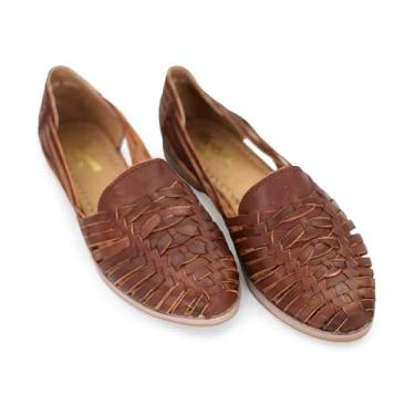 Imagem de Macarena Collection Sandália feminina Huarache de couro colorido estilo mexicano cor 2206, Shedron, 34