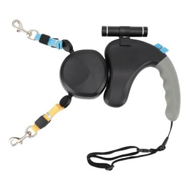 Imagem de 2 Dog Leash Retrátil Rotação 360 ° Double Headed Dog Leash Com LED Light 3 Metros Adequado para Peso <22.7kg/50 Lb (BLACK)