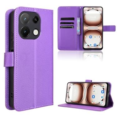 Imagem de Elubugod Capa de couro compatível com Umidigi Note 100, capa flip de couro PU compatível com Umidigi Note 100A capa roxa