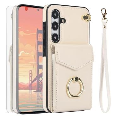 Imagem de Asuwish Capa de telefone para Samsung Galaxy S24 FE 5G capa carteira com protetor de tela de vidro temperado e anel de bloqueio RFID suporte suporte para cartão de crédito acessórios celulares S 24 EF