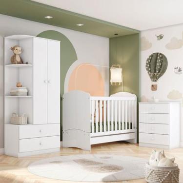 Imagem de Quarto de Bebê Completo Dominó 2 Portas 6 Gavetas Branco - Pnr Móveis,